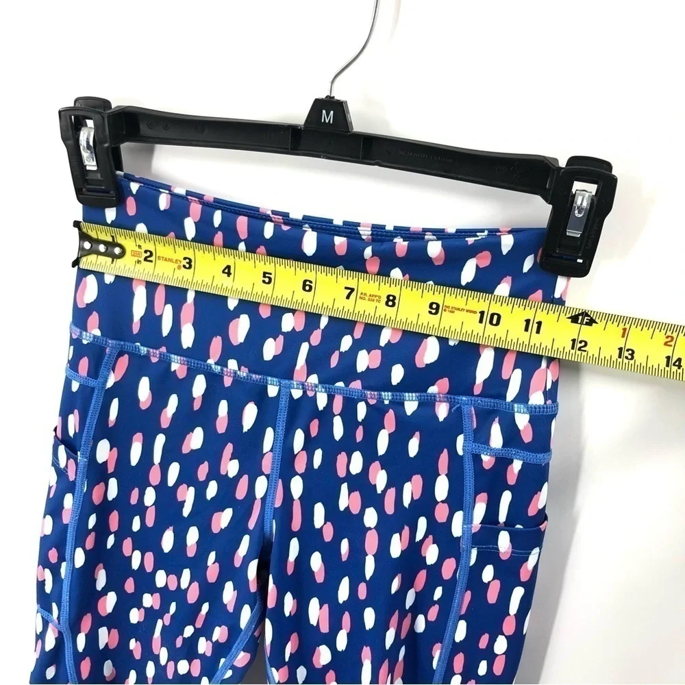 Zyia Drop Of Spring Pocket Light N Tight Leggings Cropped Blue Pink Size 2